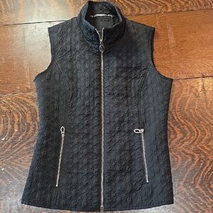 Ivanka Trump black quilted full-zip style with a stand collar, zippered pockets